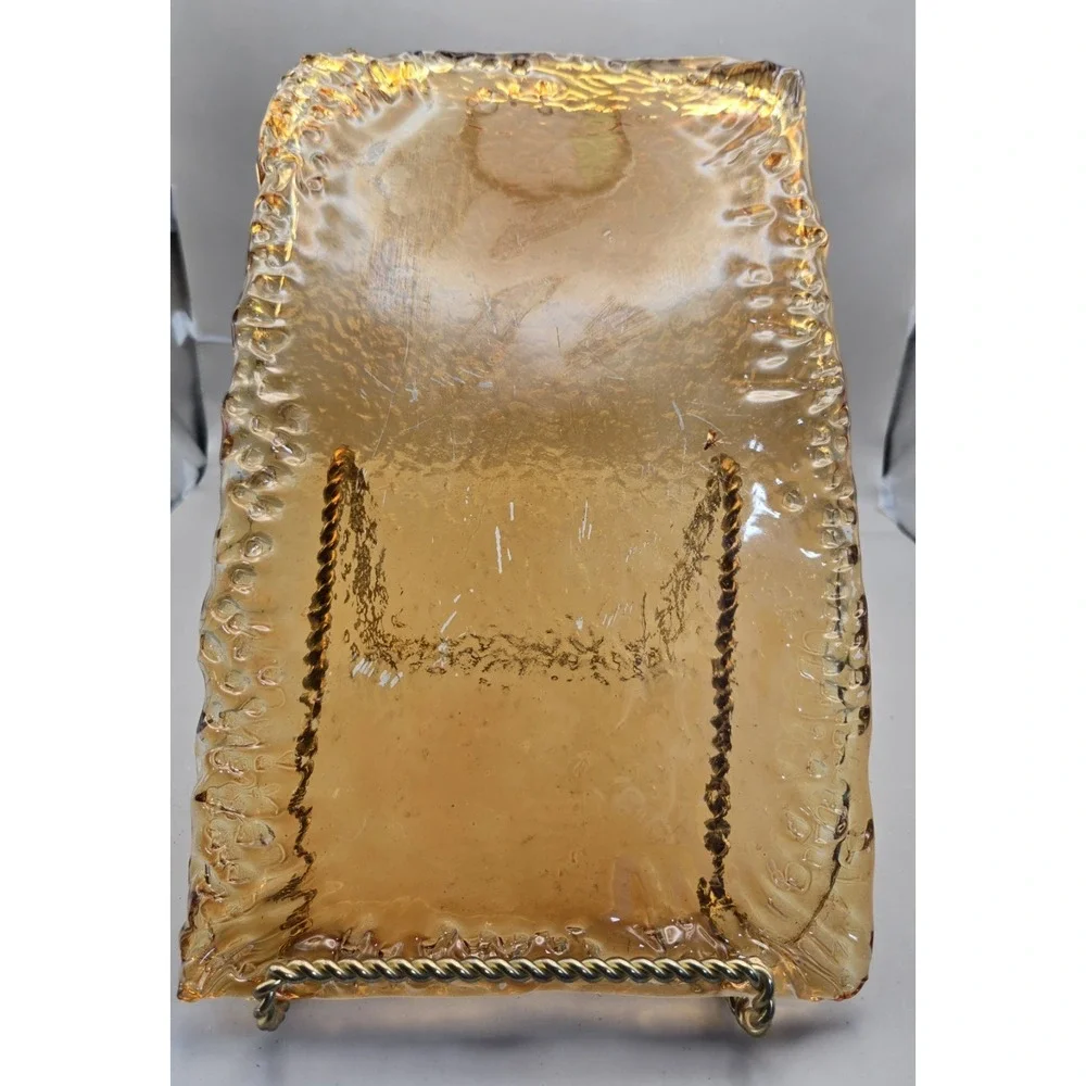Vintage Amber Glass Curved Serving Tray - Japan 20th Century B#27